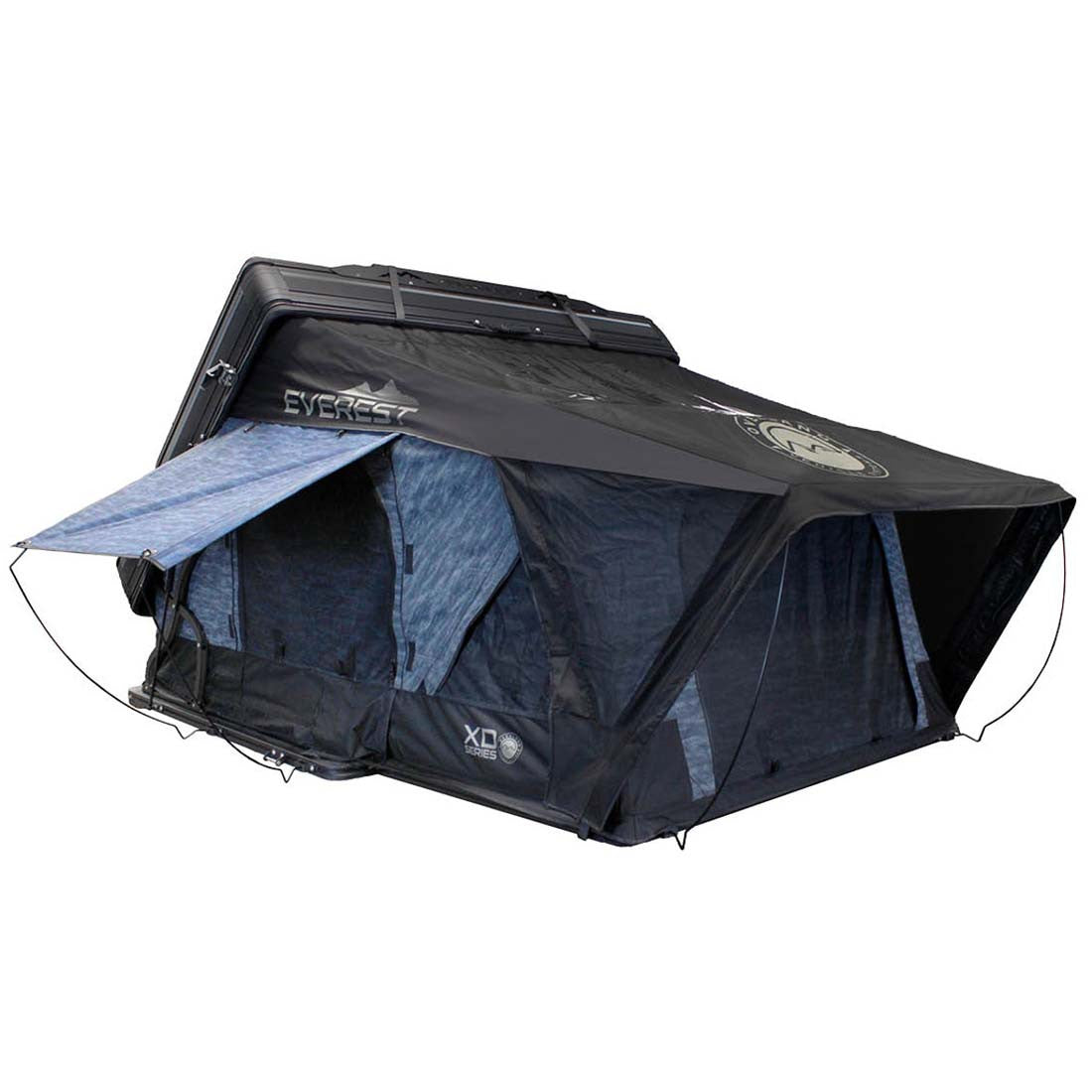 OVS XD Everest Cantilever Aluminum Hard Shell Roof Top Tent Blue Body & Black Rainfly hard shell rooftop tent for overlanding