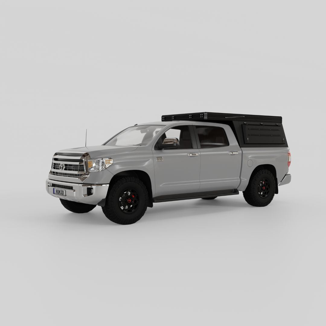 Rear view of Inca4x4 aluminum Tundra overland camper