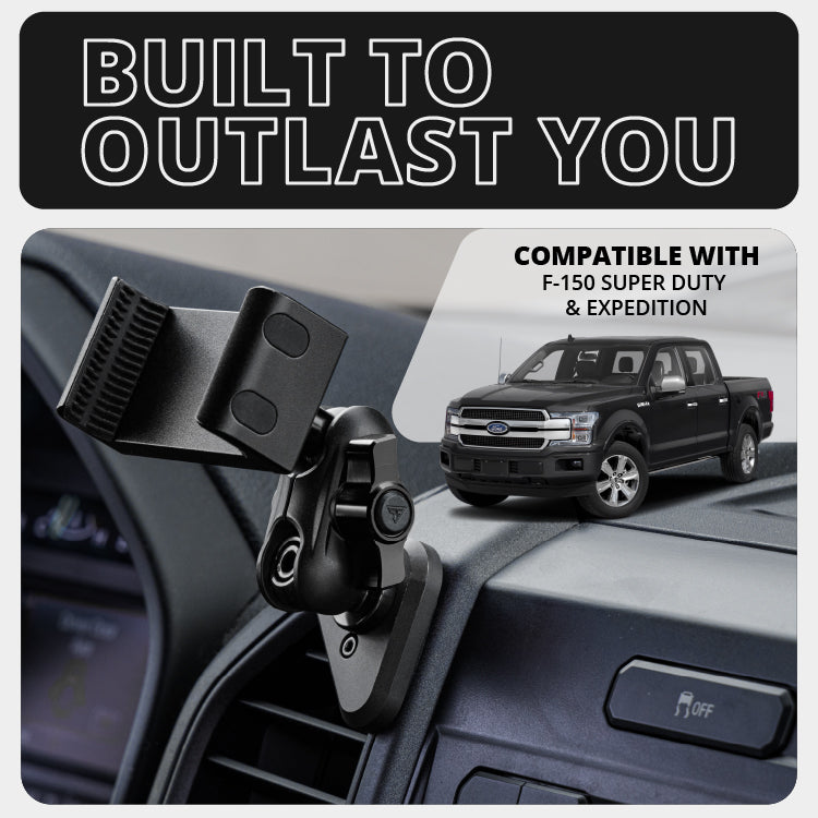 ‘15-‘20 Ford F-150, ‘17-‘22 Super Duty, ‘18-‘21 Expedition LINK™ Vent Mount Bracket With 20LITE Phone Holder | (See Compatibility Info For Year/Trim Details) | Choose Your Arm Length