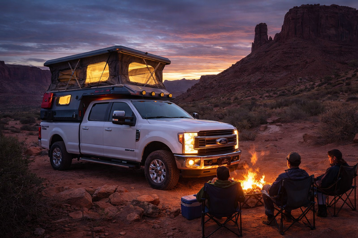 Aluminum pop up slide in overland truck campers