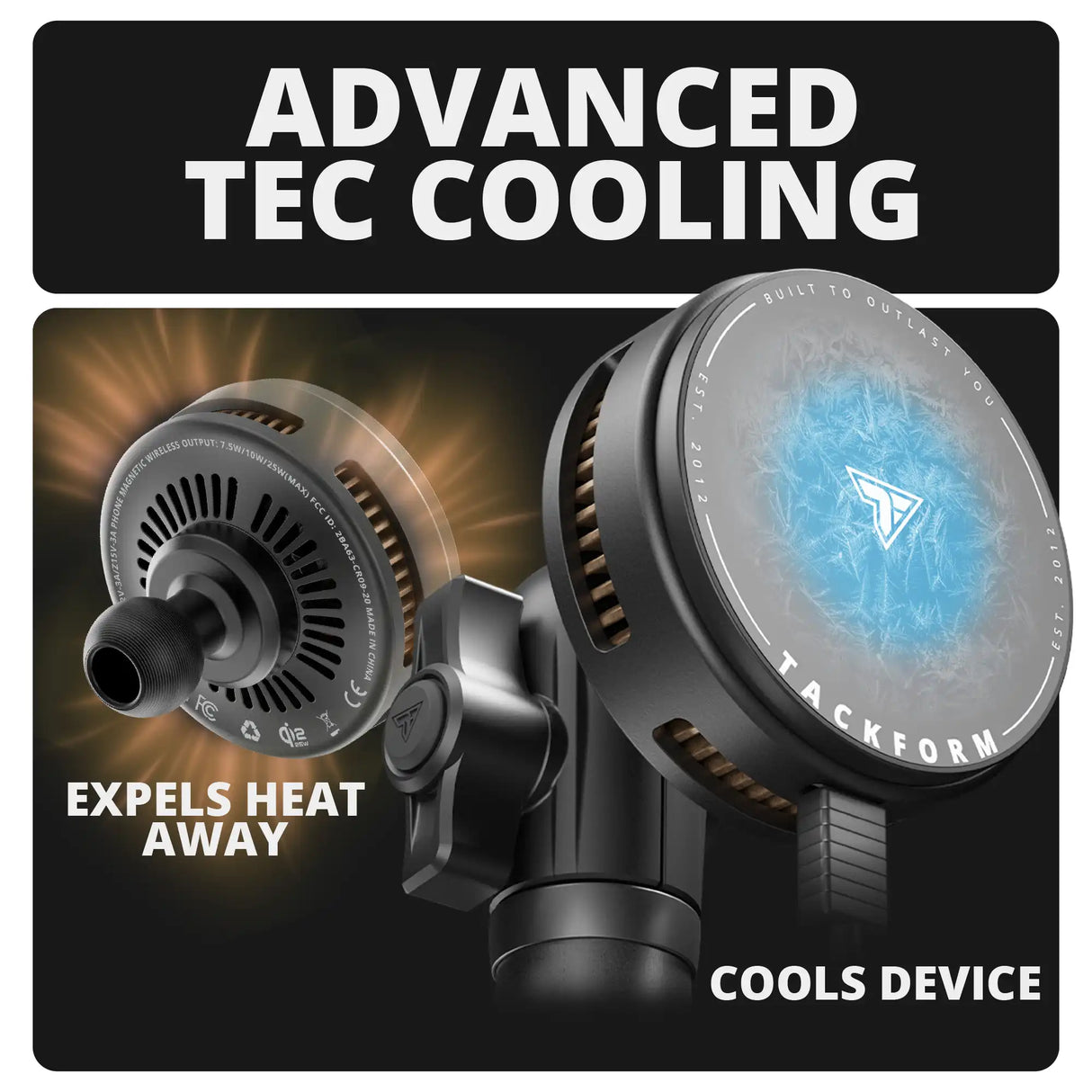 Qi2.2/MagSafe Charging & Cooling Phone Holder | Slim Track Base | 2" DuraLock Arm