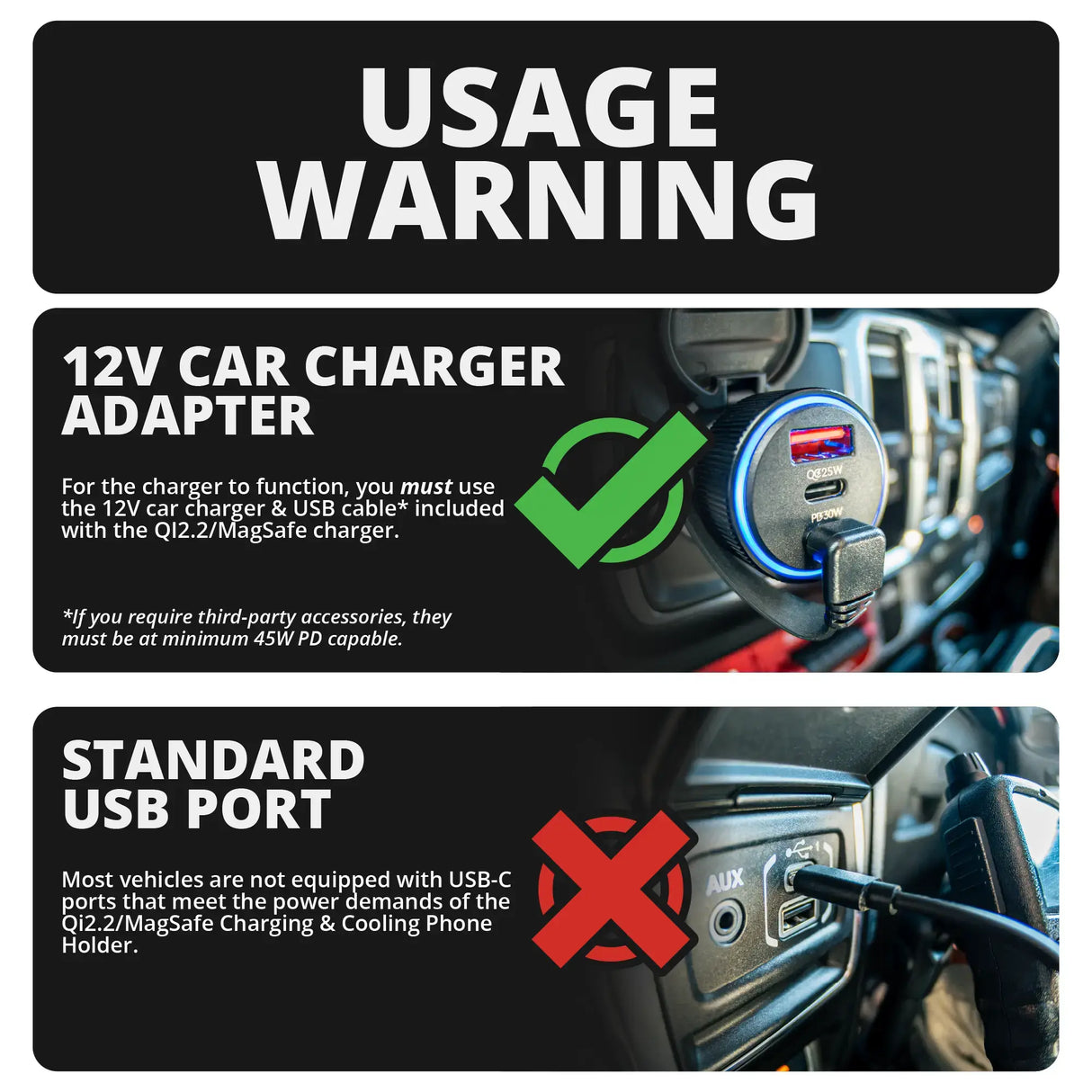Qi2.2/MagSafe Charging & Cooling Phone Holder | Slim Track Base | 2" DuraLock Arm