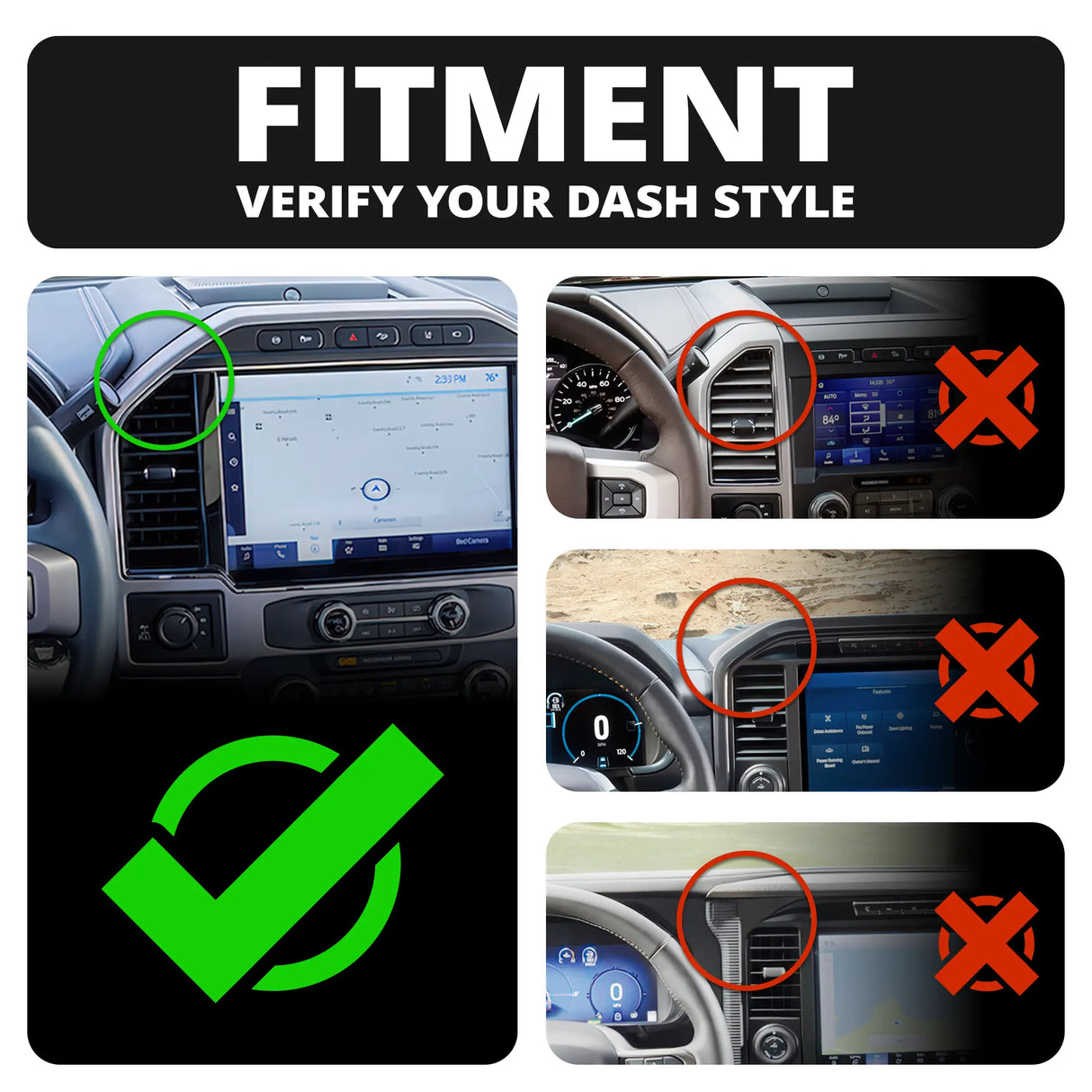 2022 Ford Super Duty (Compatible With 12” Screen ONLY) Tackform Assault Track Picatinny Dash Bracket With 20LITE Phone Mount