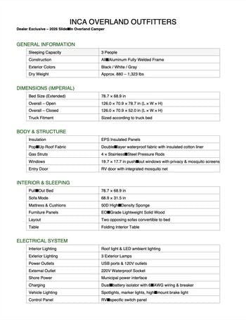 Aluminum pop up slide in overland truck campers