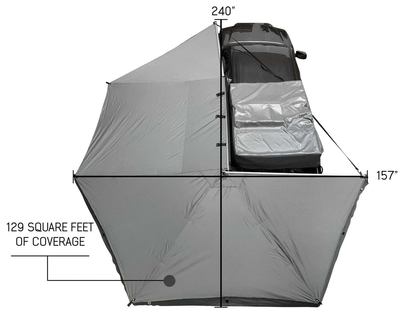 OVS Nomadic Awning 270 Dark Gray Cover With Black Cover Universal | OVERLAND VEHICLE SYSTEMS