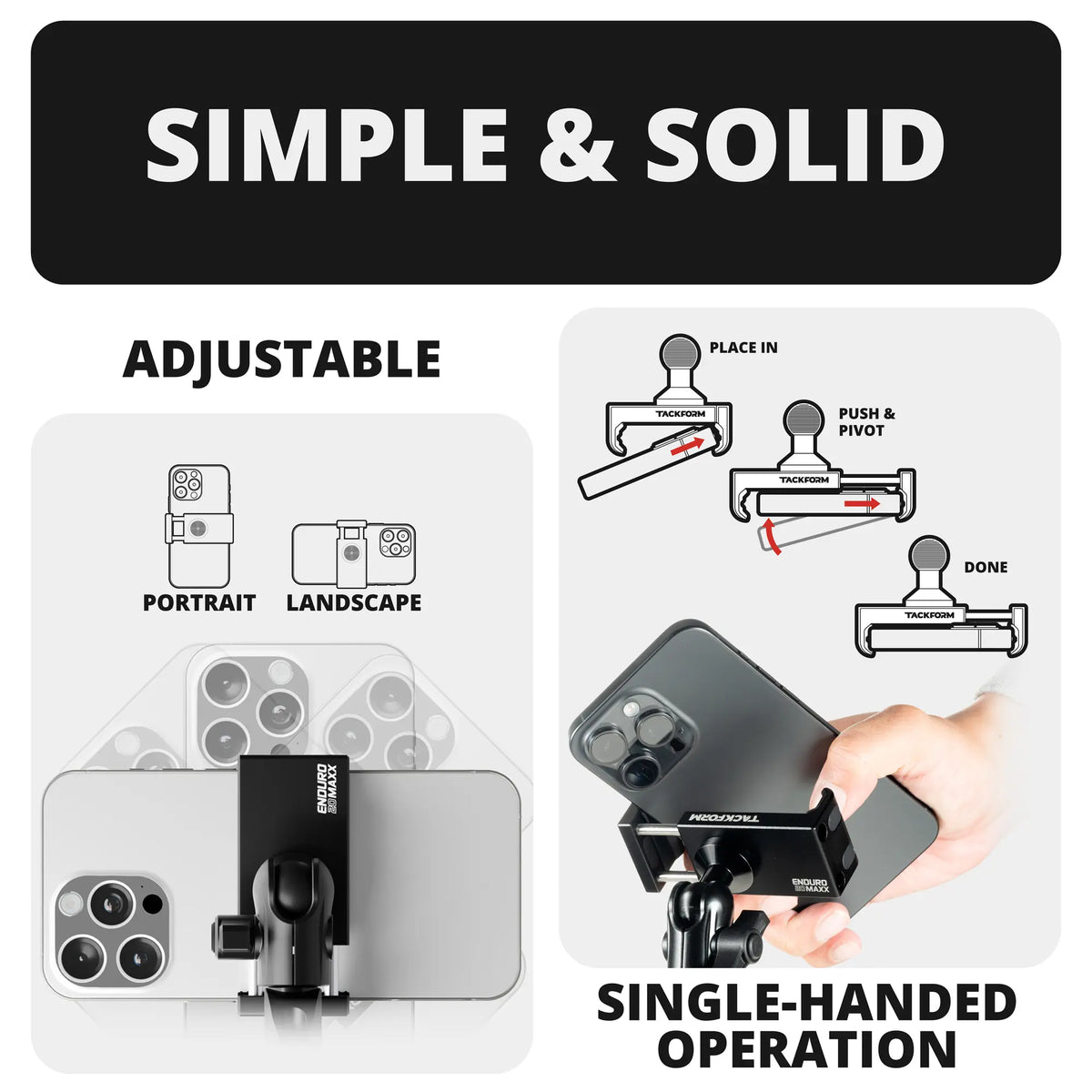 2022 Ford Super Duty (Compatible With 12” Screen ONLY) Tackform Fast Track Dash Bracket With 20LITE Phone Mount