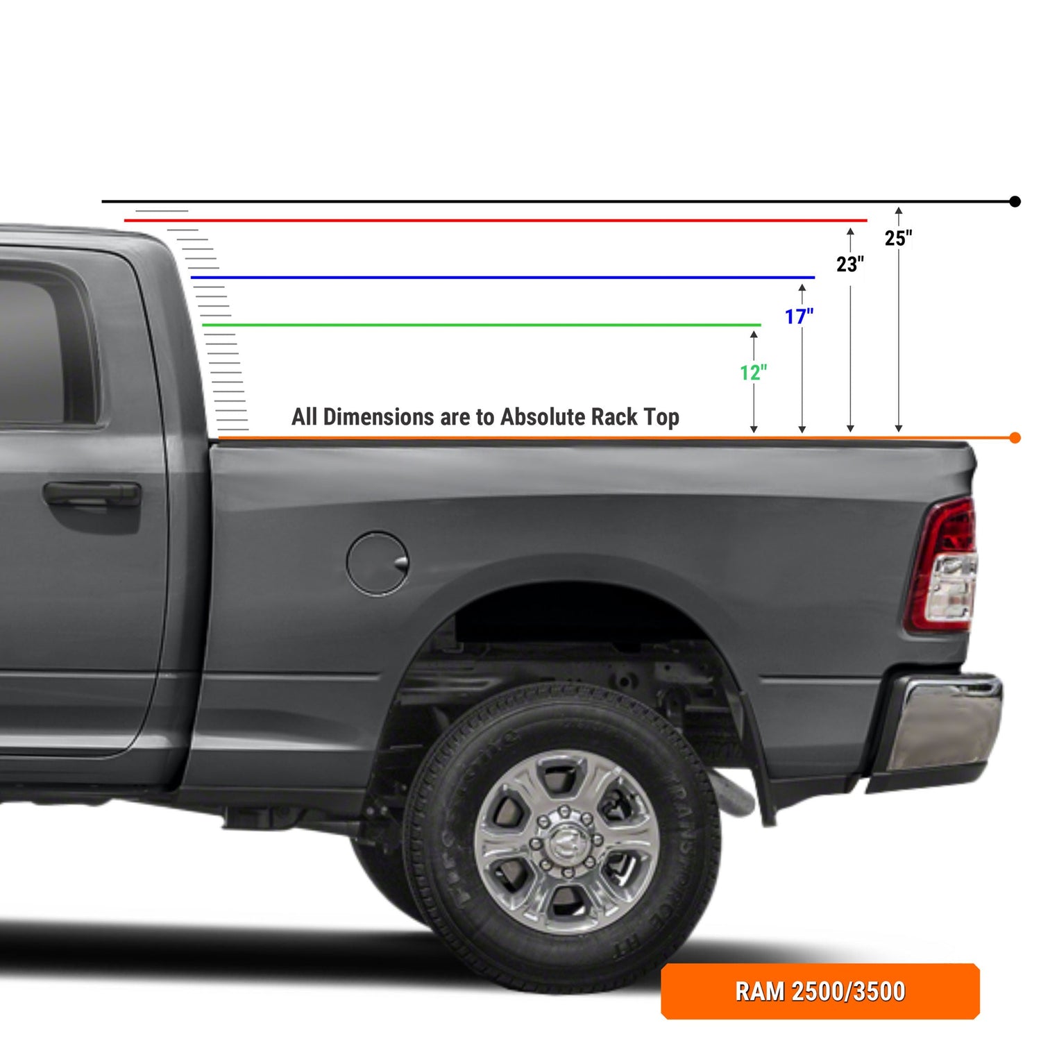XTR1 Bed Rack for Dodge Ram HD - Tapered Bed
