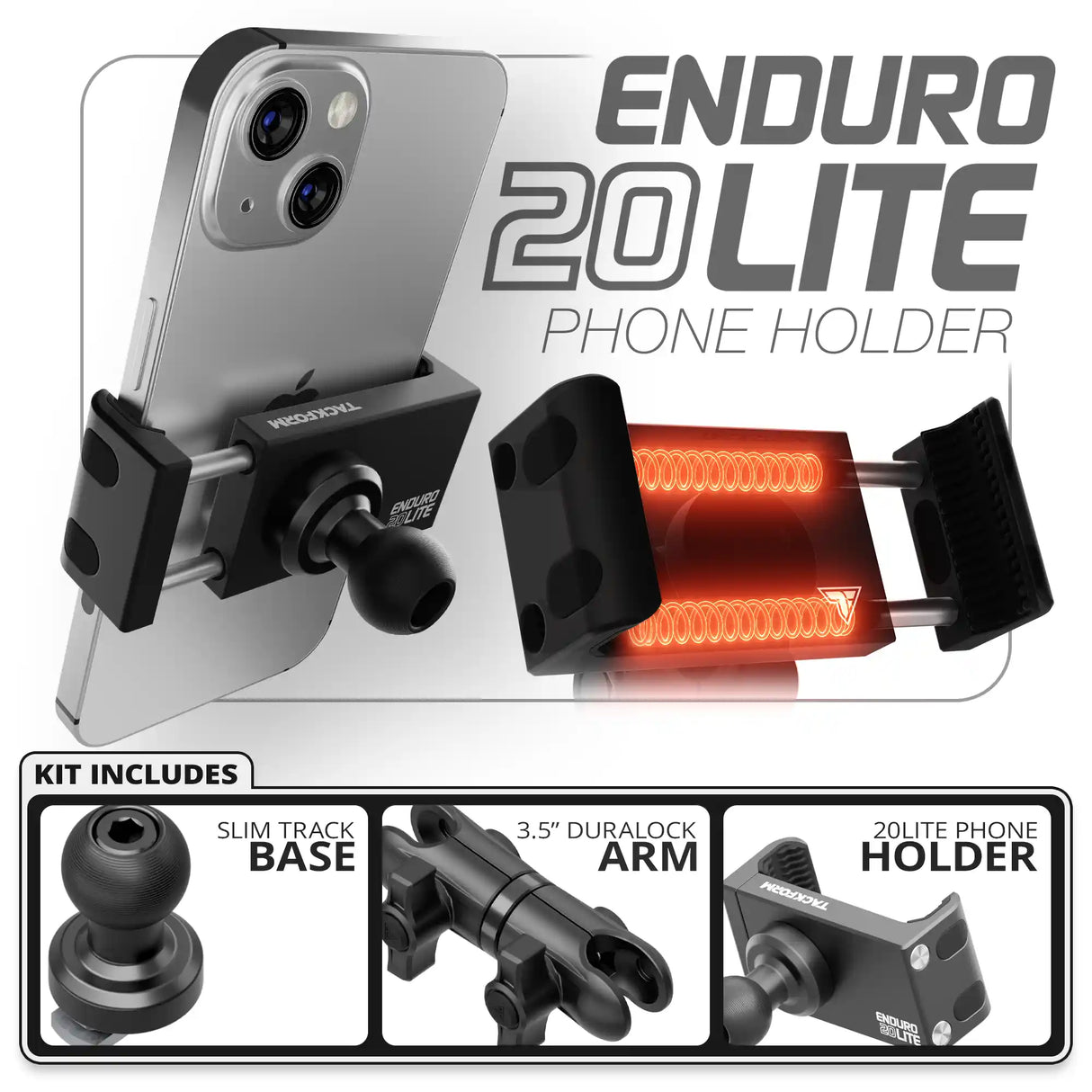 20LITE Phone Holder | Slim Track Base | 3.5" DuraLock Arm