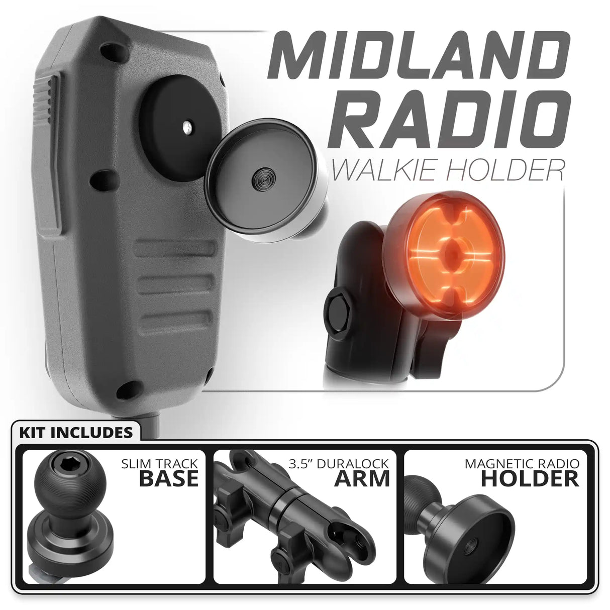 Midland MXT275 & MXT575 | Slim Track Base | 3.5" DuraLock Arm