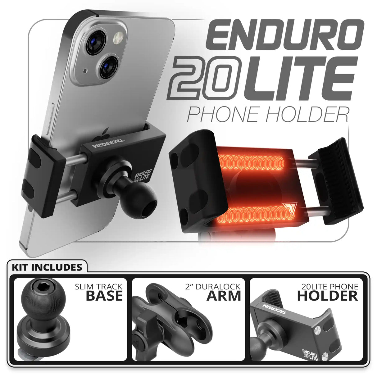 20LITE Phone Holder | Slim Track Base | 2" DuraLock Arm