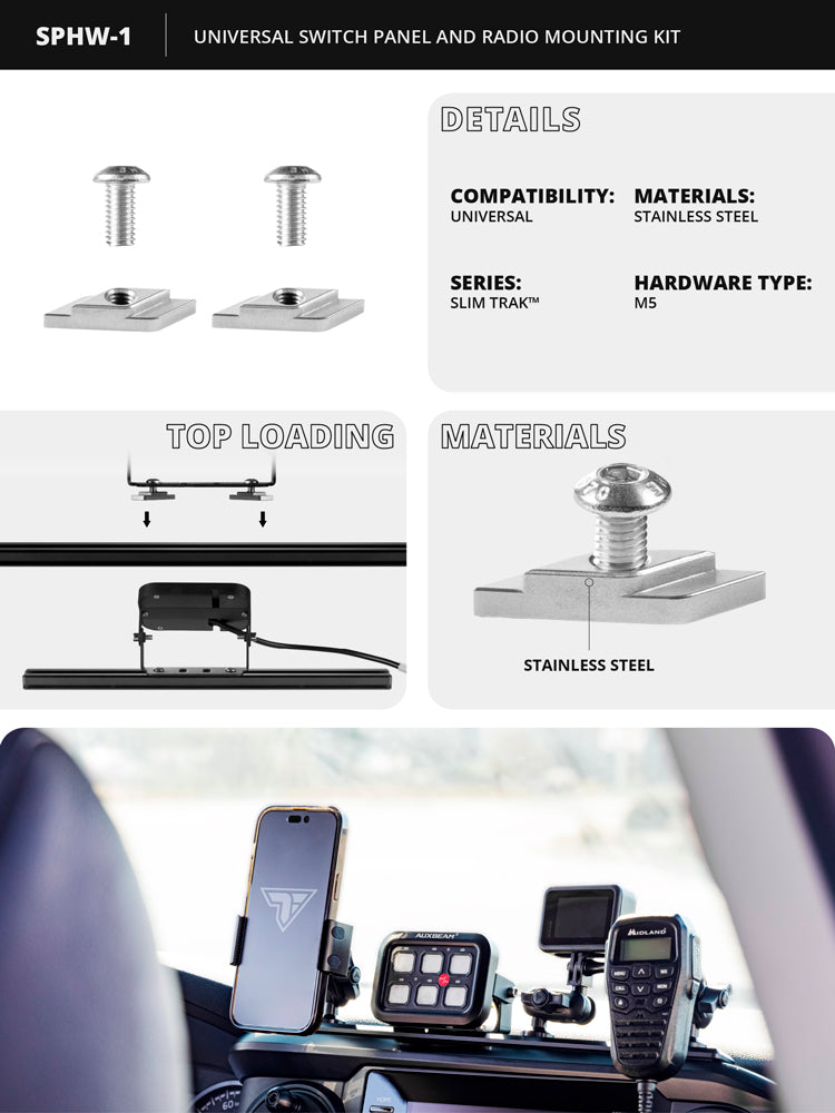 Switch Panel and Radio Mounting Hardware Kit | ONLY for use with Tackform - Slim Track and TRAXX™ - Fast Track