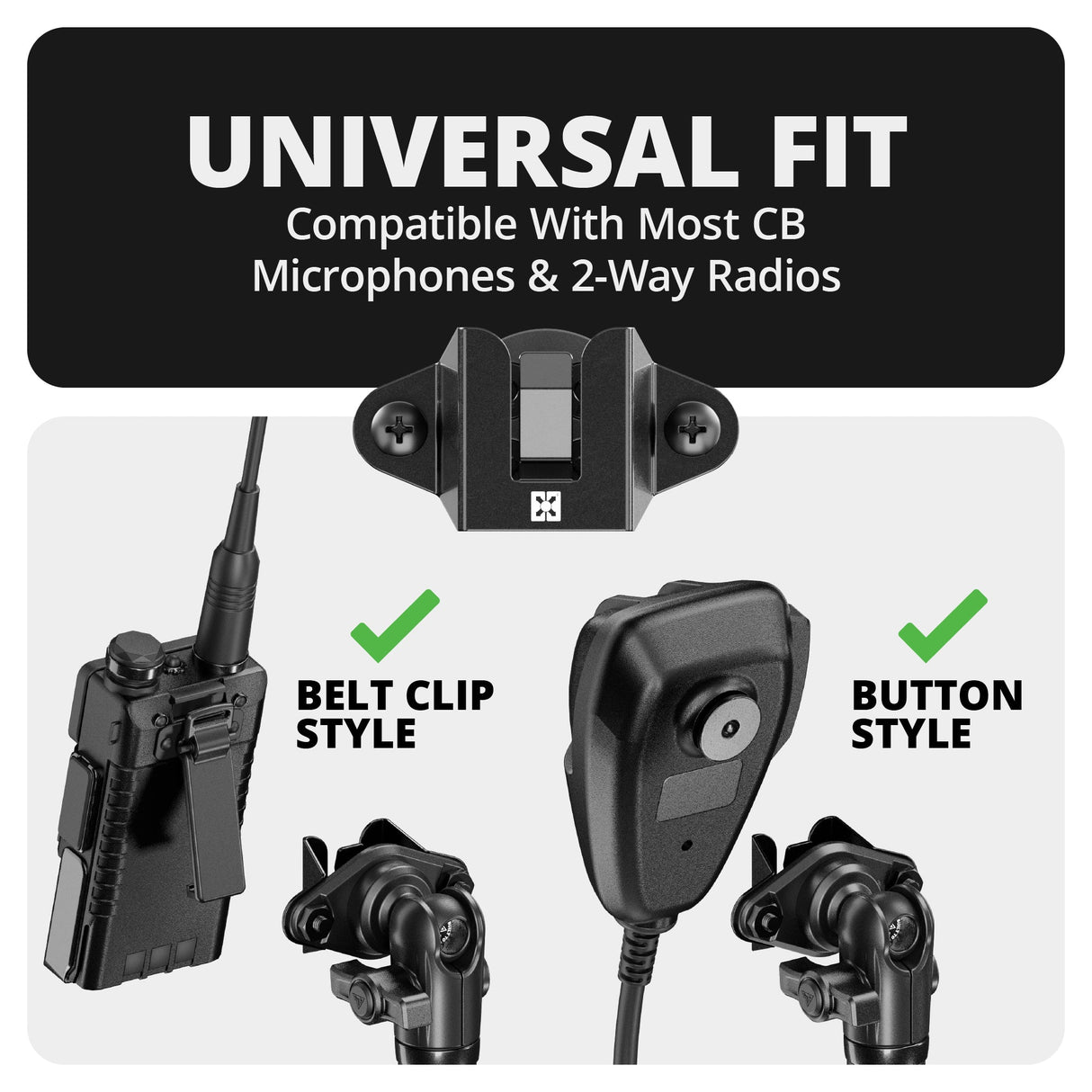 2021-2026 Ford Bronco LINK™ 2-in-1 CB Microphone/Radio Mount With Top Dash Clip | 2" Arm | 6th Generation | (NOT FOR LEATHERETTE STITCHED DASH)