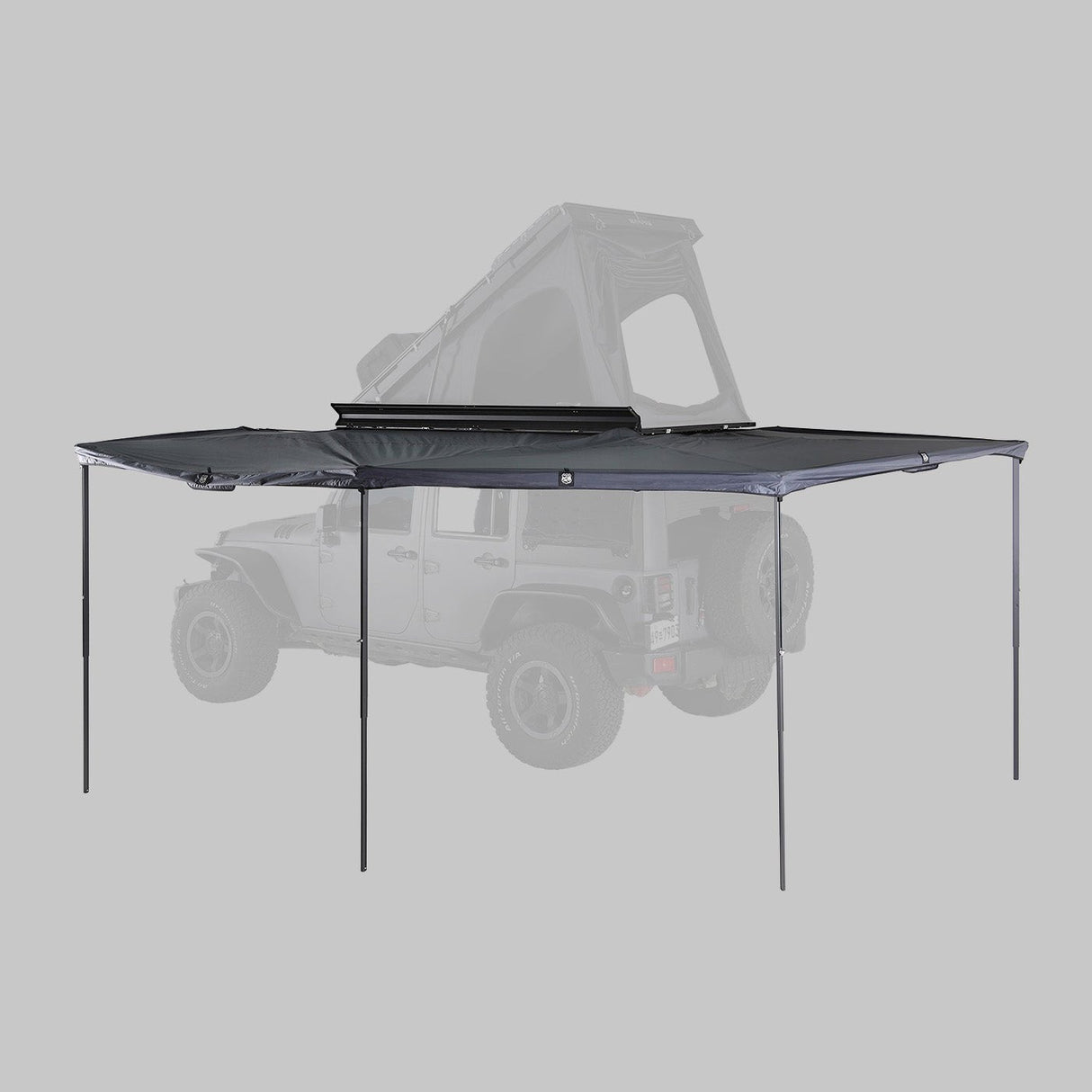 iKamper ExoShell 270 Awning fully open with support legs