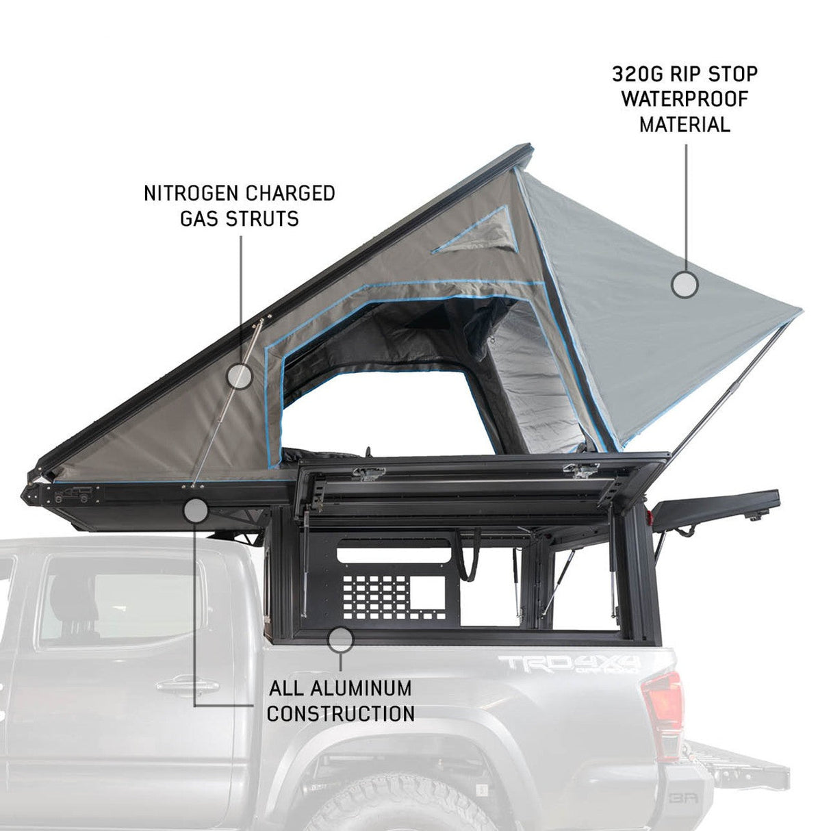 MagPak - Camper Shell/Roof Top Tent Combo W/Lights, Rear Molle Panel, Side Tie Downs, Front & Rear Windows| OVERLAND VEHICLE SYSTEMS