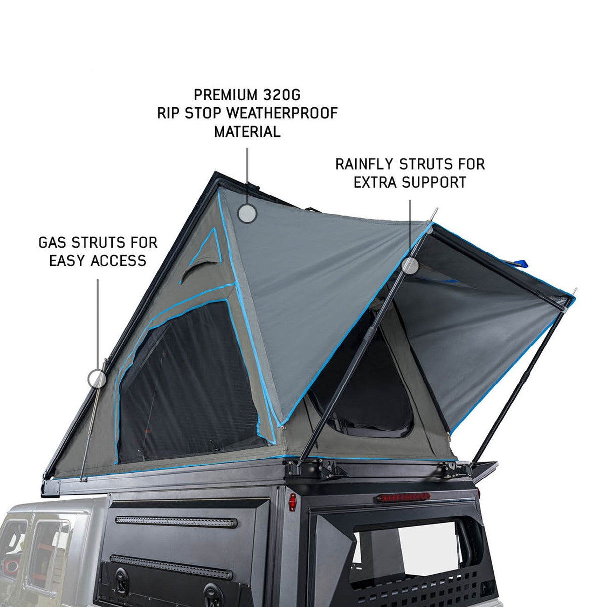 MagPak - Camper Shell/Roof Top Tent Combo W/Lights, Rear Molle Panel, Side Tie Downs, Front & Rear Windows| OVERLAND VEHICLE SYSTEMS