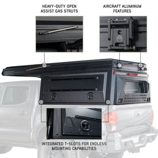 MagPak - Camper Shell/Roof Top Tent Combo W/Lights, Rear Molle Panel, Side Tie Downs, Front & Rear Windows| OVERLAND VEHICLE SYSTEMS
