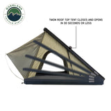 LD TMON Clamshell Aluminum Hard Shell Roof Top Tent - 2 Person Capacity, Tan Body & Green Rainfly