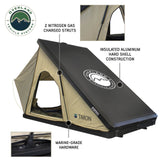 LD TMON Clamshell Aluminum Hard Shell Roof Top Tent - 2 Person Capacity, Tan Body & Green Rainfly