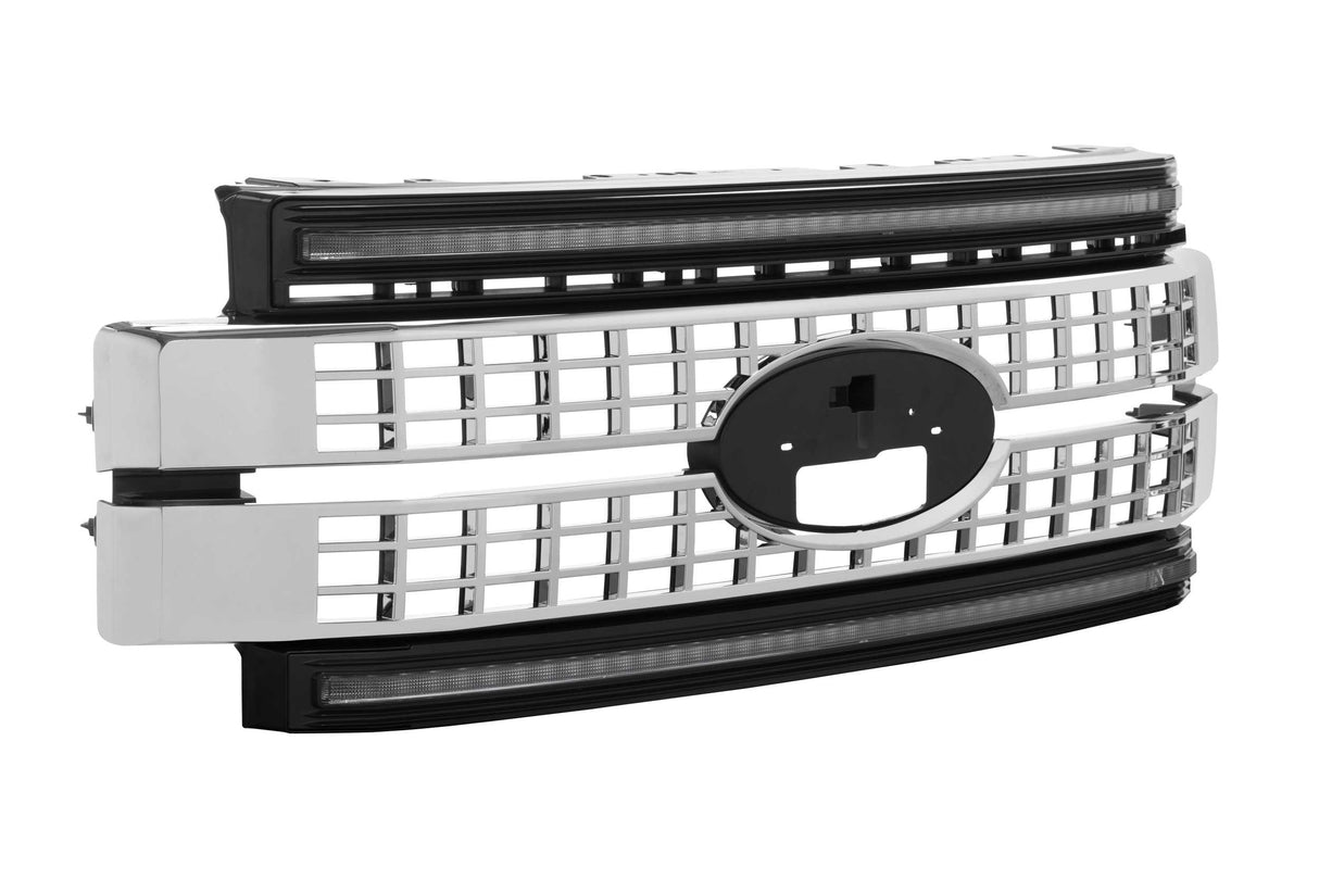 XBG LED Grille: Ford Super Duty (17-19 / Chrome / White DRL)