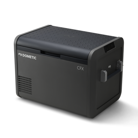 Dometic CFX5 55IM 55L portable 12V fridge freezer with built-in ice maker for overlanding camping and RV use