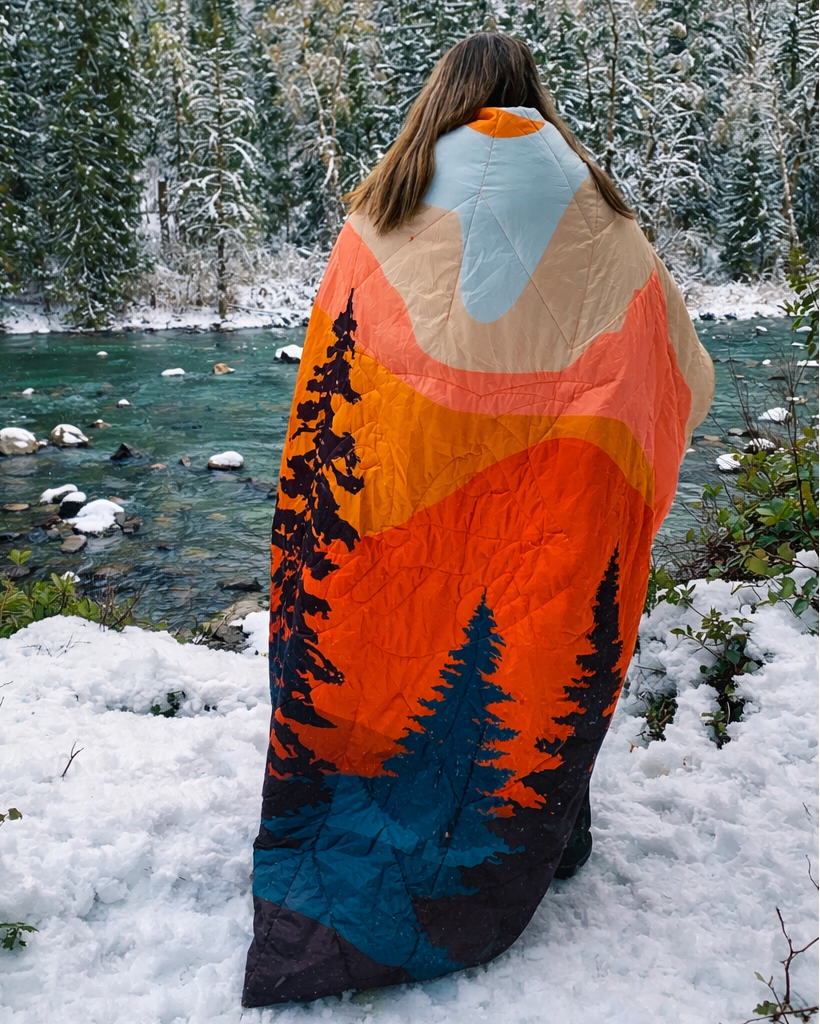 Reversible Packable Blanket + Poncho- Nature