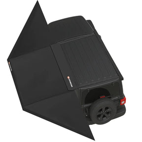 OPENROAD 180° Free Standing Awning – Reversible Mount mounted on an overland vehicle
