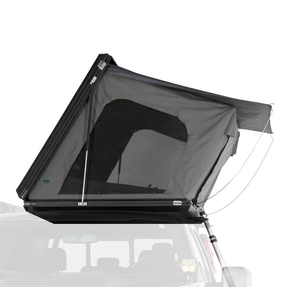 OVS HD Sidewinder 3 Person Side Load Aluminum Hard Shell Roof Top Tent Grey Body & Green Trim hard shell rooftop tent for overlanding