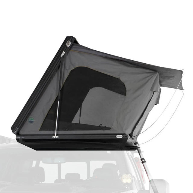 OVS HD Sidewinder 3 Person Side Load Aluminum Hard Shell Roof Top Tent Grey Body & Green Trim hard shell rooftop tent for overlanding
