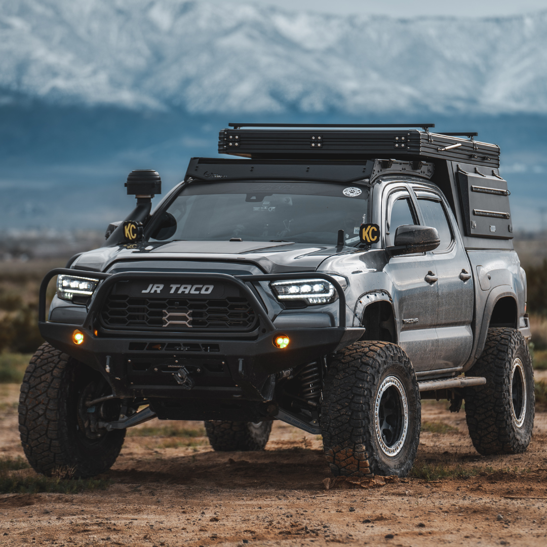 Toyota Tacoma overland build with lightweight aluminum pop-up camper