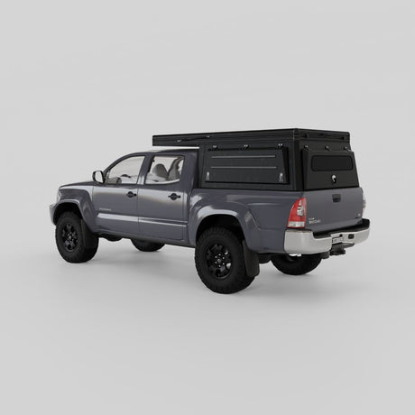 Inca4x4 aluminum Tacoma camper closed in low-profile travel position