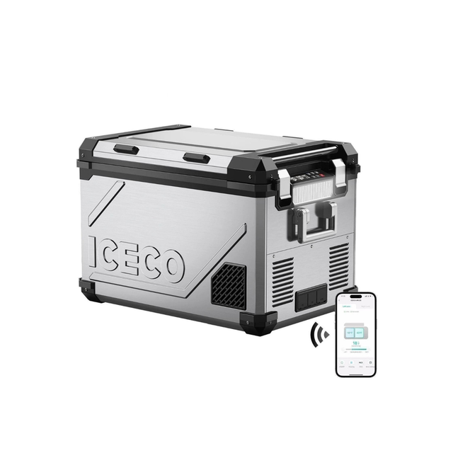 ICECO APL55 55L silver dual zone 12V portable fridge freezer for overlanding camping truck RV
