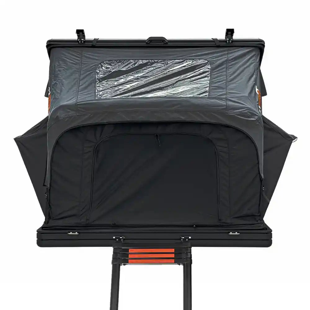 23ZERO Onyx Triple X 1450 rooftop tent open front view with ladder for truck camping