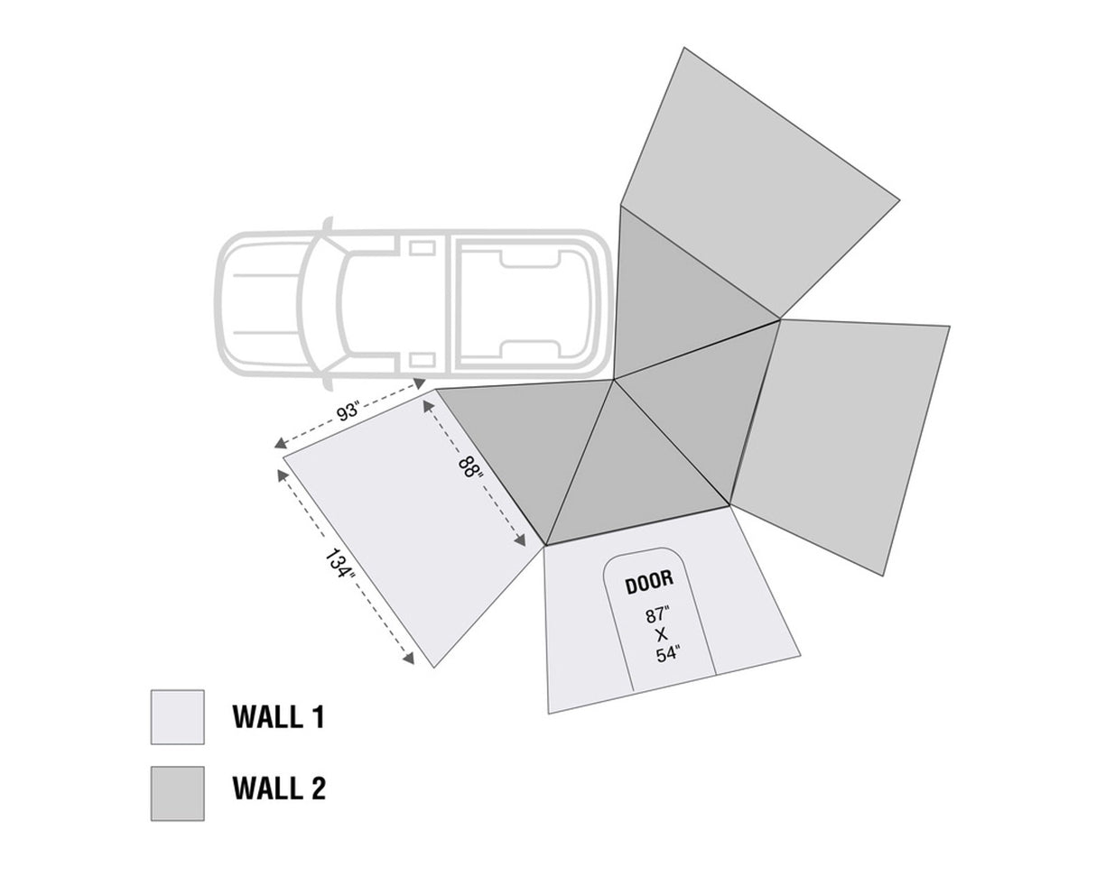 19579907 Nomadic LT 270 Awning & Wall 1, 2, & Mounting Brackets - Driverside | OVERLAND VEHICLE SYSTEMS