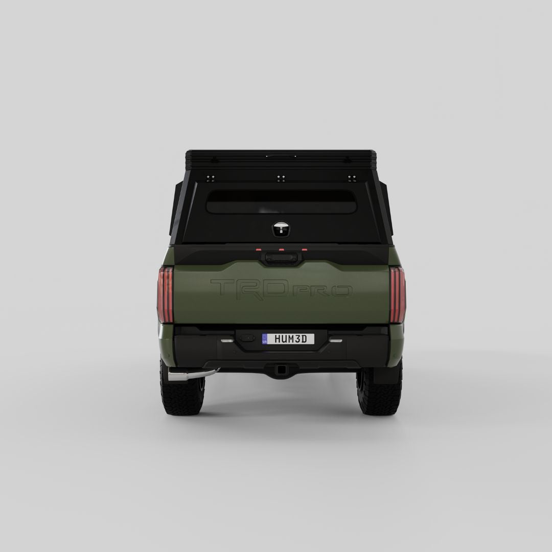 Rear view of Inca4x4 aluminum camper for 2022-2024 Toyota Tundra