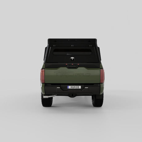 Rear view of Inca4x4 aluminum camper for 2022-2024 Toyota Tundra