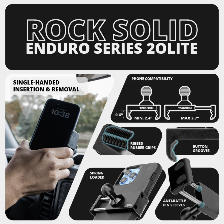 2021-2026 Ford Bronco LINK™ 20LITE Phone Mount With Top Dash Clip | 2" Arm | 6th Generation | (NOT FOR LEATHERETTE STITCHED DASH)