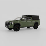 Front three-quarter view of Toyota Tundra with Inca4x4 low-profile aluminum camper