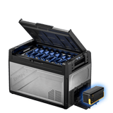 BougeRV Rocky V3.0 55QT dual zone 12V fridge freezer with 240Wh battery for overlanding camping RV truck