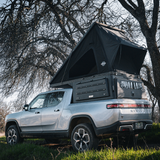 Inca4x4 Rivian R1T camper with pop-up sleeping roof open