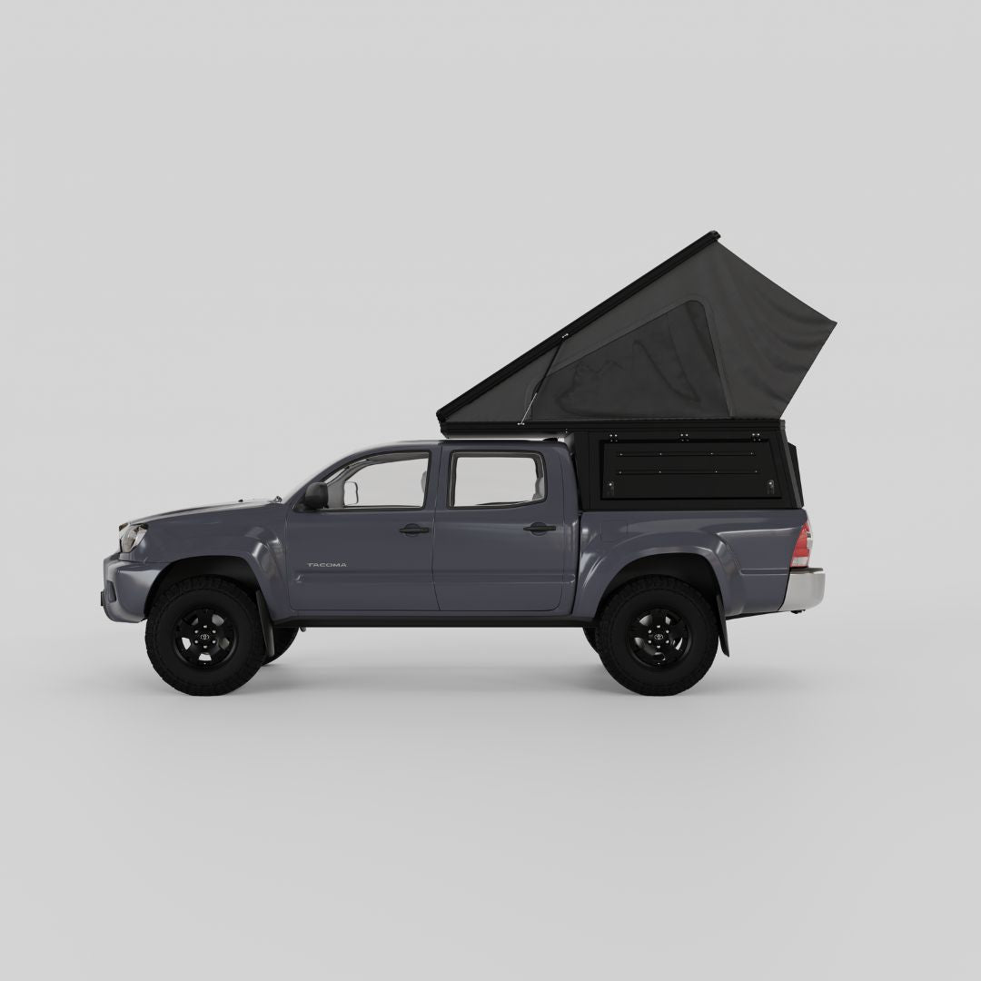Side profile of Inca4x4 pop-up camper for 2005-2015 Toyota Tacoma