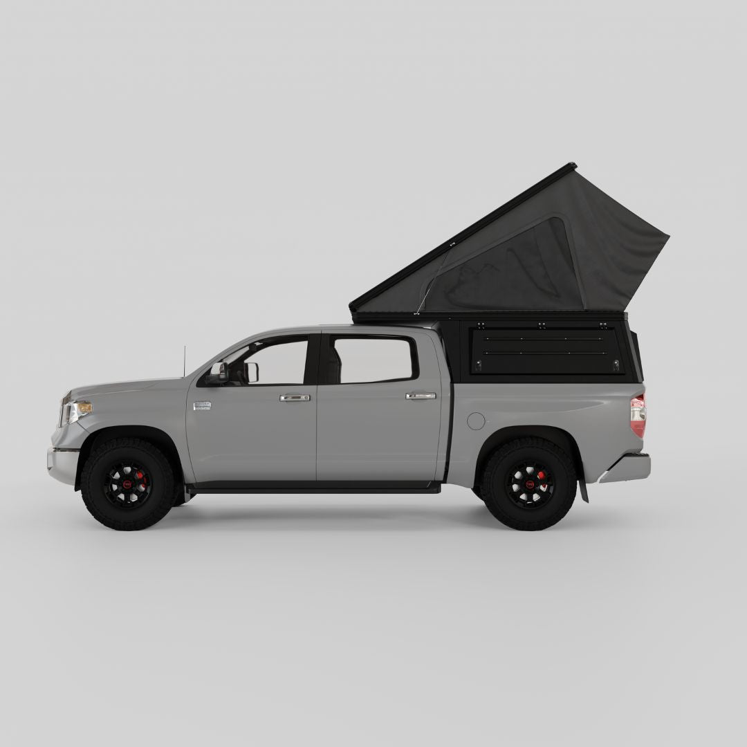 Low-profile aluminum pop-up camper for Toyota Tundra 5.5-foot bed