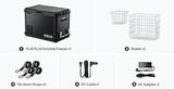 ICECO VL45Pro Plus package contents with baskets straps DC cable and AC adapter
