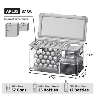 APL35 Dual Zone Aluminum Fridge refrigerator| ICECO | 35 LT