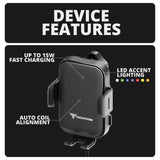 2018-2026 Jeep Wrangler JL/4xe & Gladiator JT LINK™ Console Screw Mount with Qi Wireless Charging Phone Holder & Customizable LED Accent Lighting | 9.5"- 13" Telescoping Arm