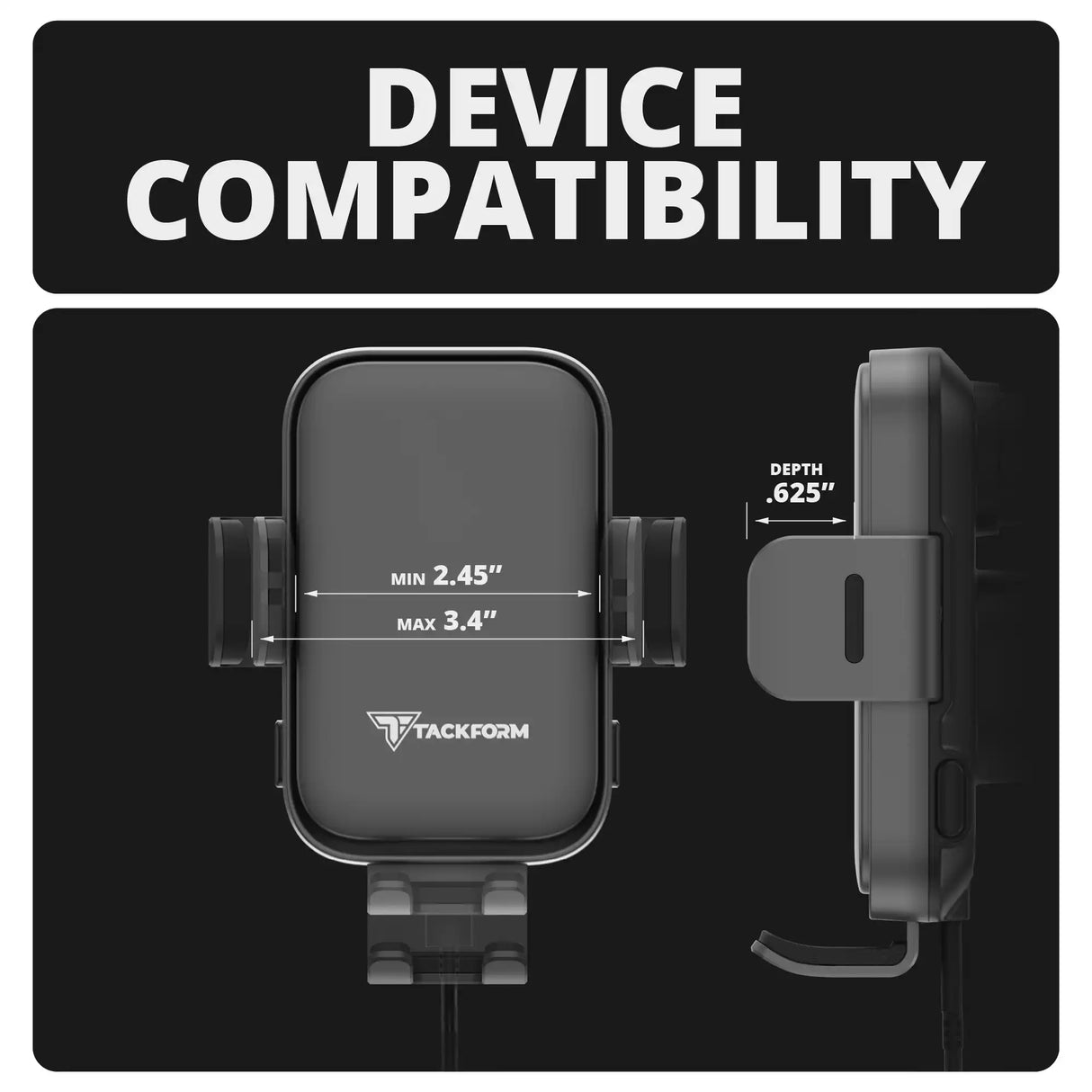 2024+ Jeep Wrangler JL & Gladiator JT (Not Compatible With 4xe) Tackform Slim Track Dash Bracket With MagSafe Charging Phone Mount | Passenger Side