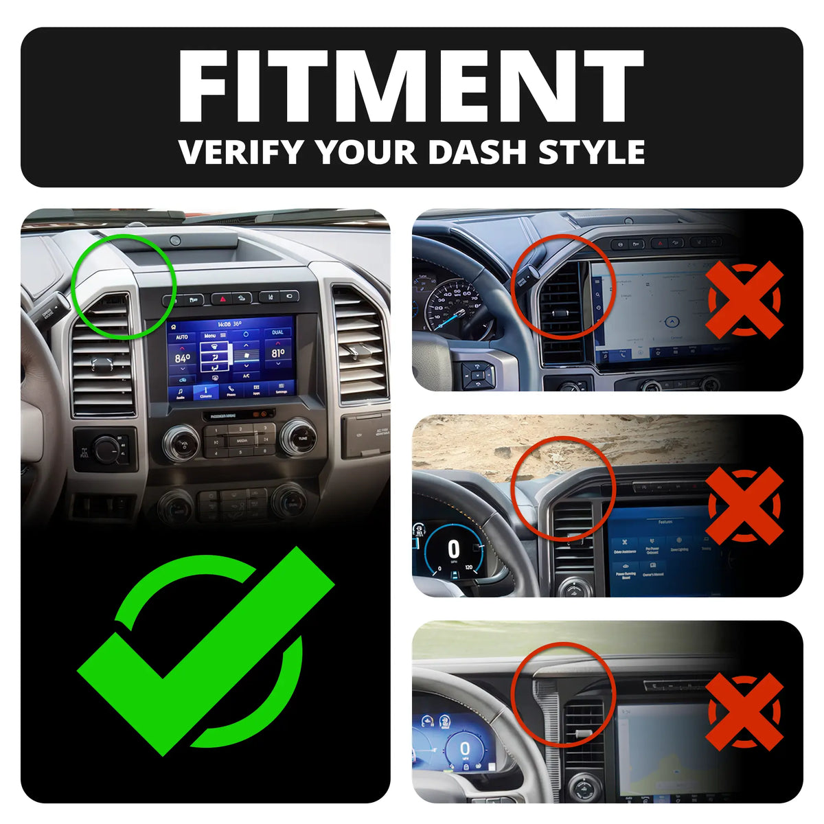 ‘15-‘20 Ford F-150, ‘17-‘22 Super Duty, ‘18-‘21 Expedition Tackform Assault Track Picatinny Dash Bracket With 20LITE Phone Mount
