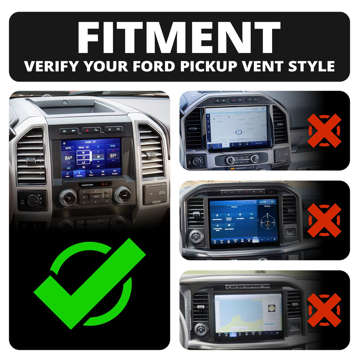 ‘15-‘20 Ford F-150, ‘17-‘22 Super Duty, ‘18-‘21 Expedition LINK™ Vent Mount Bracket With Magnetic Phone Holder | (See Compatibility Info For Year/Trim Details) | Choose Your Arm Length