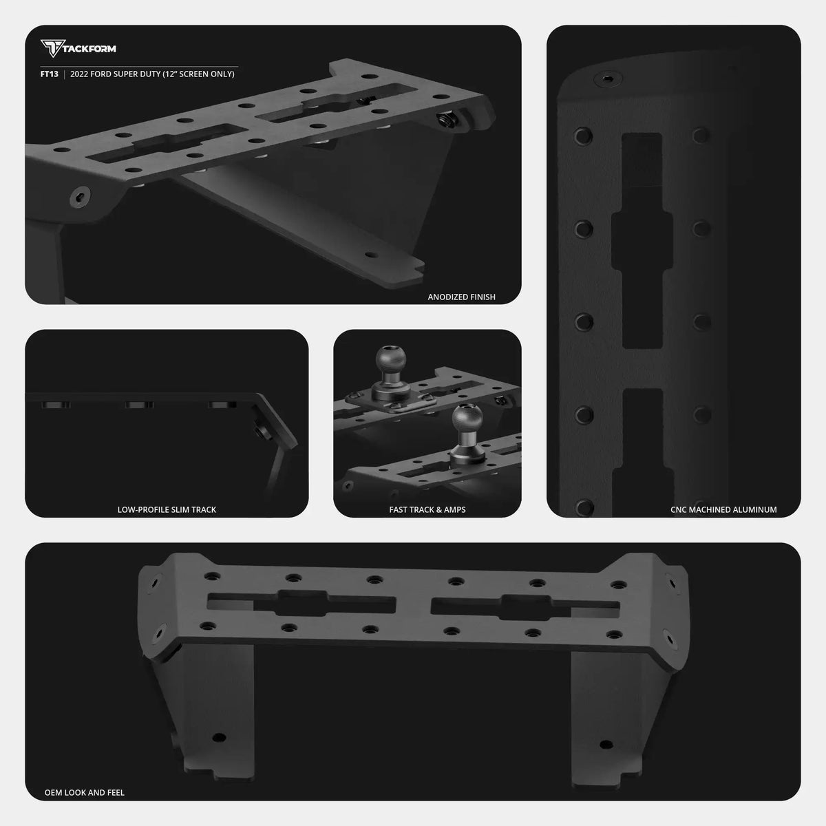 2022 Ford Super Duty (Compatible With 12” Screen ONLY) Tackform Fast Track Dash Bracket With 20LITE Phone Mount