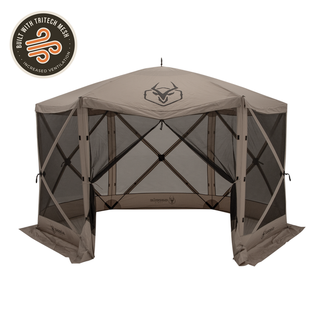 Gazelle G6 6-Sided Portable Gazebo with TriTech Mesh - portable pop up camping gazebo for overlanding and backyard shade