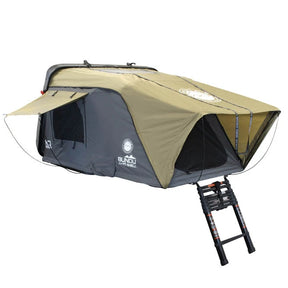 OVS HD Bundu Cantilever Hard Shell Roof Top Tent Grey Body & Green Rainfly hard shell rooftop tent for overlanding